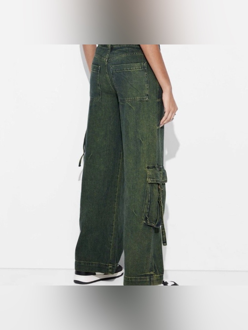 wild fable Dark Green Wide-Leg Cargo Jeans - Picture 3 of 11